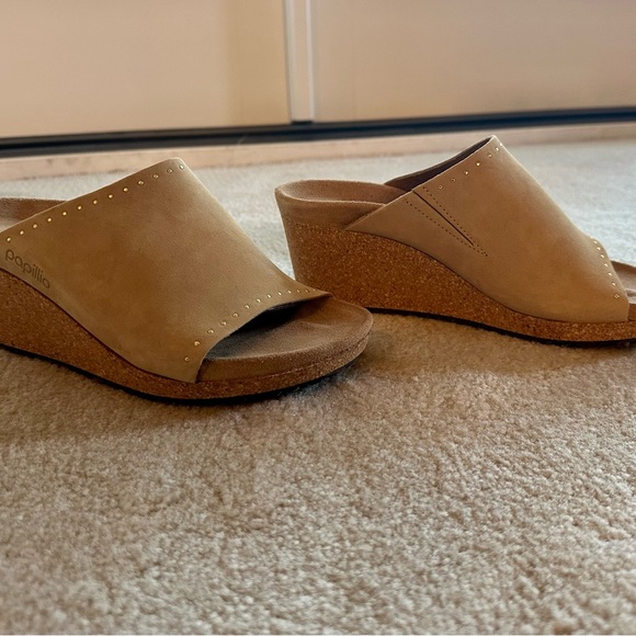 New Nude suede open toe wedge slides size 36 (ladies US size 6) - Picture 8 of 12